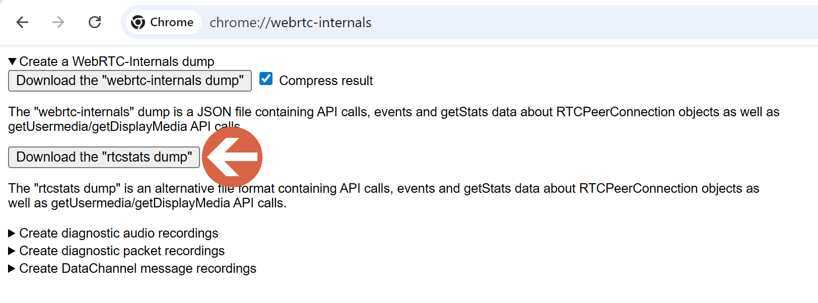 Download rtcstats dump file
